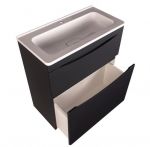 Тумба с раковиной Style Line Бергамо мини 70 напольная Люкс Plus черный антискрейч