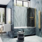 MaybahGlass шторка поворотная на монопетле 1400*600 6 мм графит +полотенцесушитель MGV-779-2