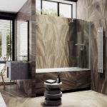 MaybahGlass шторка поворотная на монопетле 1400*500 6 мм графит матовый +полотенцесушитель MGV-774-5