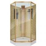Душевая кабина Niagara Luxe NG-7717GBK (1000x1000х2100) низкий поддон стенки ЗОЛОТО БЕЗ КРЫШИ 4 места